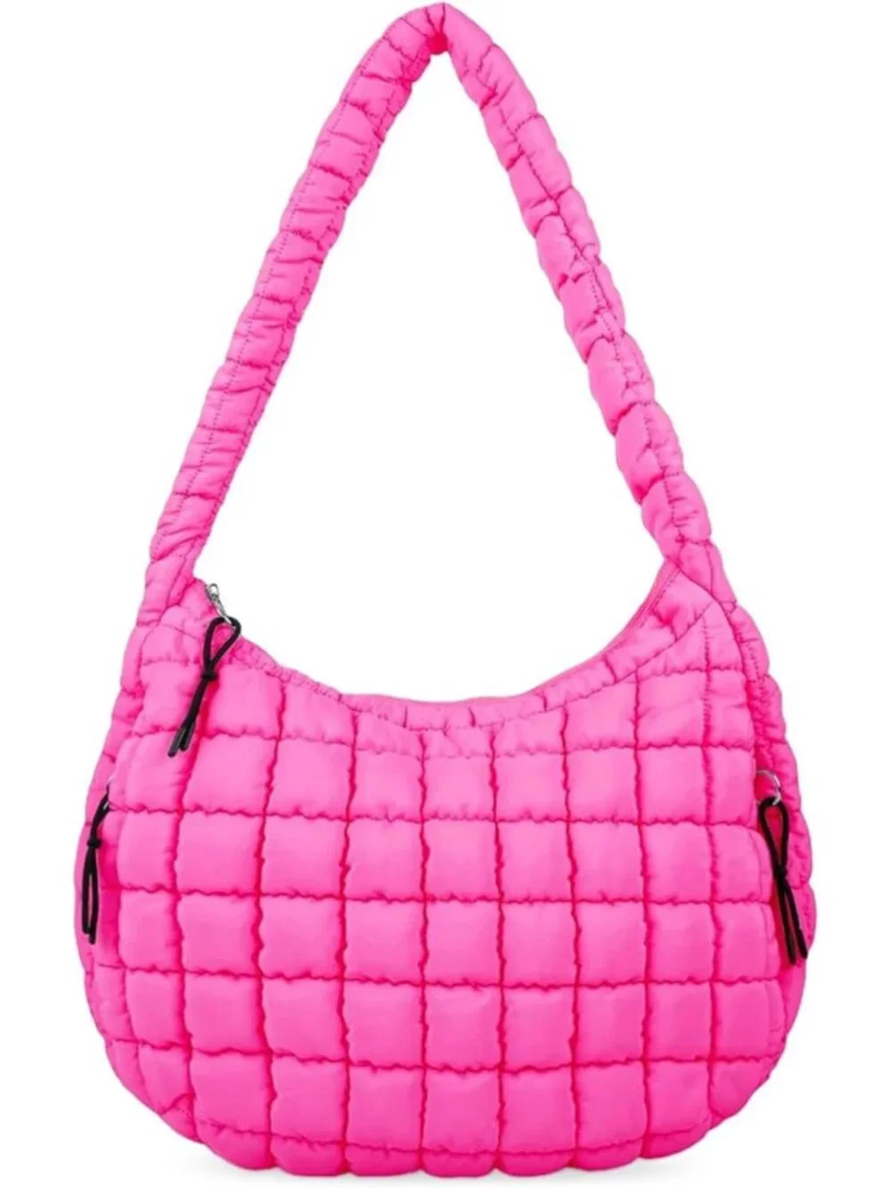 Lightweight Quilted Puffer Hobo Bag, Large Nylon Crossbody Tote with Zipper